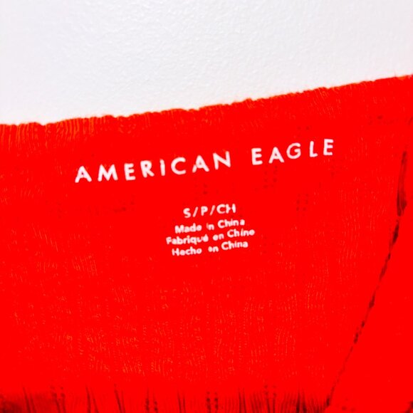 AMERICAN EAGLE – Orange Floral Smocked Crop Tank Top | Cotton Summer | Small * - Picture 6 of 7